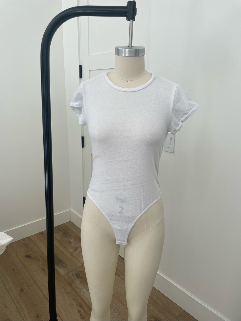 Classic White Crewneck Short Sleeve Bodysuit - Womens